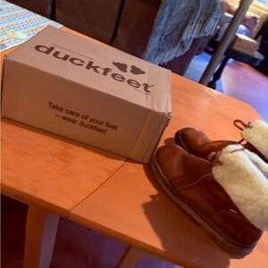 Duckfeet Women's Tan Ankle Boots with Cream Lining